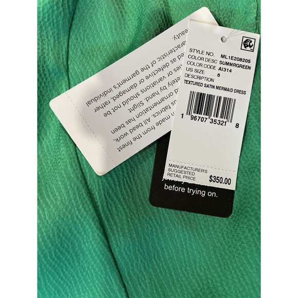 Liv Foster womens Textured Satin Long Mermaid Gown size 6 Summer Green $395 - Picture 11 of 15